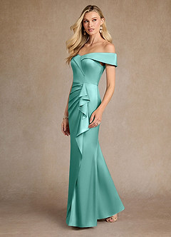 Azazie Laredo vestidos de madre de la novia Vestido de Aqua de Satén Elástico de Sirena con Vestidos sin tirantes image5