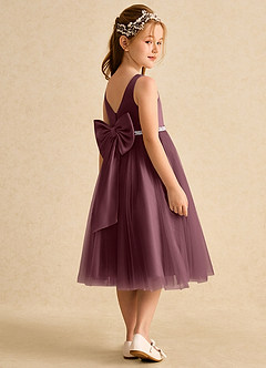Azazie Firefly vestidos de niña de las flores Vestido de Sangrado de Satin Mate de Corte En A con Lazo image3