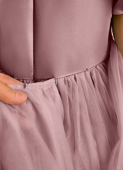 Azazie Cocoa Abiti da Ragazza di Fiori Abito Principessa in Tulle Plissettato Rosa Polverosa image10