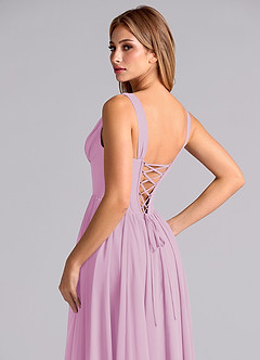 Azazie Delmie Final Sale Candy Pink A-Line Corset Chiffon Dress image2