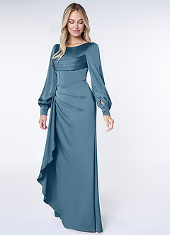 Azazie Raye Brudtärnklänningar Klänning av Sjöjungfru i Stretch Satin Långärmad Bermuda image3