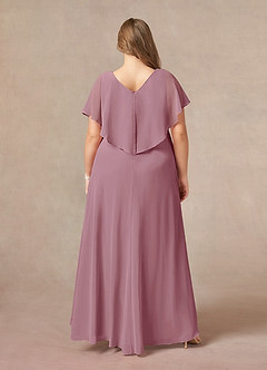 Azazie Eliza Kleider für die Brautmutter A-Linie V-Hals Gefaltet Chiffon Kleid Vintage Mauve image7