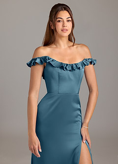 Azazie Callie Bridesmaid Dresses Bermuda A-Line Ruched Stretch Satin Convertible Dress image8