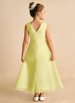 Azazie Edelweiss Robe Demoiselle D'honneur Fillette Robe Trapèze en Mousseline de soie Plissée Sorbet Citron image2