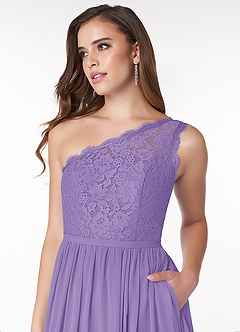 Azazie Demi Bridesmaid Dresses Tahiti A-Line One Shoulder Chiffon Dress image5