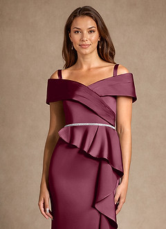 Azazie Dareia Mother of the Bride Dresses Mulberry Mermaid Off the Shoulder Stretch Satin Dress image8