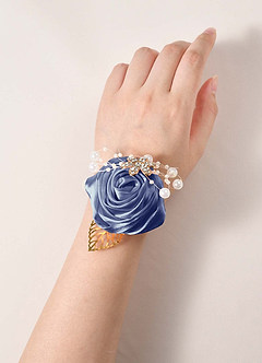 front 6PC Matching Color Bridesmaids Wrist Corsage with Pearl Bracelet
