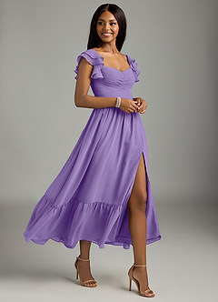Azazie Anaya Abiti da Damigella Abito A-Line in Chiffon Plissettato Tahiti image3