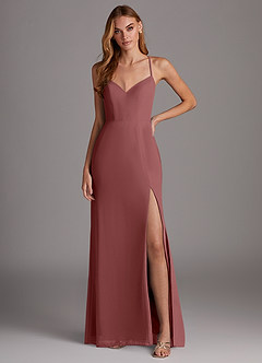 Azazie Manila Bridesmaid Dresses Amethyst Sheath V-Neck Chiffon Dress image1