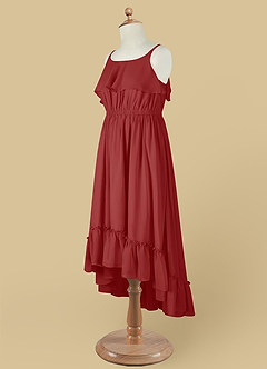 Azazie Karmen Flower Girl Dresses Rust A-Line Ruched Chiffon Dress image11