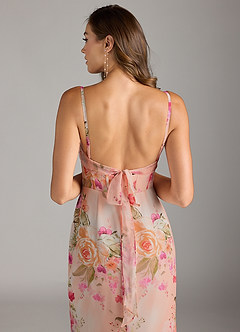 Azazie Mai Bridesmaid Dresses Abstract Bouquet Floral Sheath Pleated Chiffon Dress image2