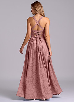 Azazie Francis Brautjungfernkleider A-Linie Korsett Blumen-Burnout Kleid Altrosa image6