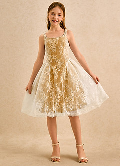 Azazie Cubbie Girls Formal vestidos de niña de las flores Vestido Caramelo de Encaje de Corte en A image4