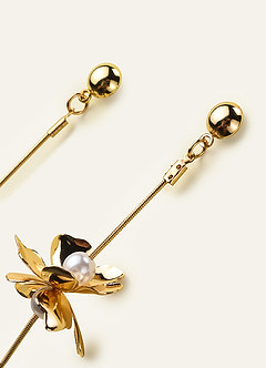 front Pearl and Petals Strand Earrings