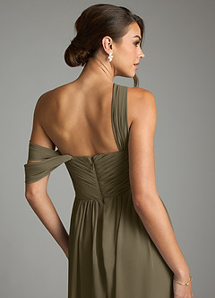Azazie Kassandra Bridesmaid Dresses Willow Green A-Line Off the Shoulder Chiffon Dress image7