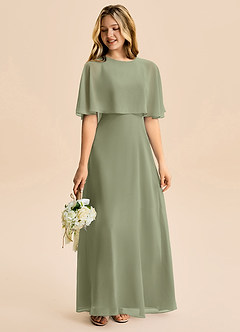 Azazie Maris Junior Abito A-Line in Chiffon Pistacchio image6