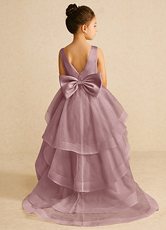 Azazie Pumpkin Flower Girl Dresses Dusty Rose A-Line Bow Tulle Dress image1