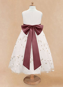 Azazie Pollie Flower Girl Dresses Ivory Desert Rose A-Line Bow Tulle Dress image12