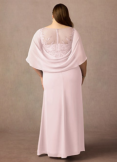 Azazie Hera Mother of the Bride Dresses Blushing Pink A-Line Lace Capelet Chiffon Dress image7