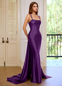 Montserrat Grape Rhinestones Stretch Satin Prom Dress image3