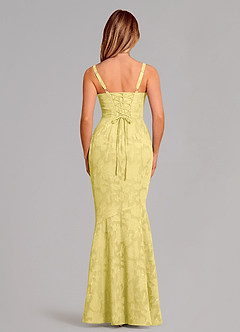 Azazie Aubrey Jurken voor bruidsmeisjes Jurk van Bloemen Burn-out met Zeemeermin Boog Kanarie image4