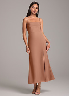 Azazie Saige Bridesmaid Dresses Bronzer Sheath Off the Shoulder Chiffon Convertible Dress image7