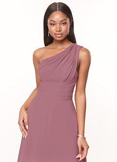 Azazie Ashley Bridesmaid Dresses Vintage Mauve A-Line Ruched Chiffon Dress image5