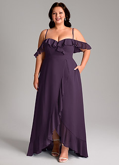 Azazie Lyra Bridesmaid Dresses Plum A-Line Chiffon Convertible Dress image16