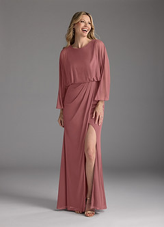 Azazie Ysabella Mother of the Bride Dresses Desert Rose Mermaid Pleated Mesh Dress image9