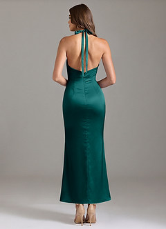 Azazie Valerie Bridesmaid Dresses Peacock Mermaid Pleated Stretch Satin Dress image2