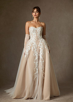 Azazie Sonnet Vestidos de novia Vestido de Blanco Diamante Champán de Encaje de Corte Princesa con Sin tirantes image2