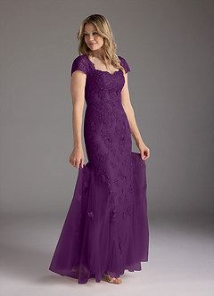 Azazie Marbella Mother of the Bride Dresses Grape Mermaid Queen Anne Sequins Lace Dress image6