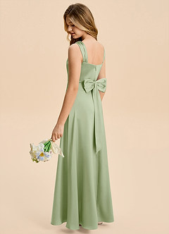 Azazie Kiki Junior Dusty Sage A-Line Bow Stretch Satin Dress image6