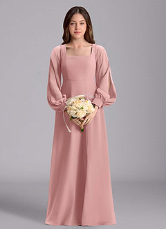 Azazie Bondi Junior Jurk van Chiffon met A-Lijn Blouson Stoffige Roos image3