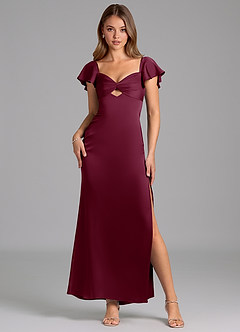 Azazie Demia Bridesmaid Dresses Mulberry Sheath Sweetheart Neckline Stretch Satin Dress image1