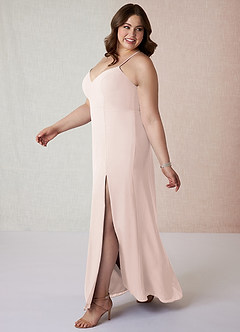 Azazie Manila Final Sale Rose Petal Sheath V-Neck Chiffon Dress image9