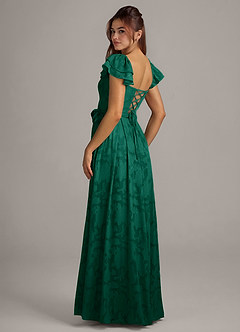 Azazie Aricella Robes de demoiselle d'honneur Robe Trapèze en Blumen-Burnout Corset émeraude image4