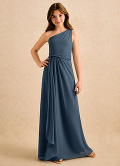 Azazie Tilda Girls Formal Blomsterpigekjoler Skede Én skulder Chiffon Gulv-længde Kjole image3