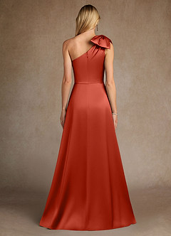 Azazie Easton Mother of the Bride Dresses Rust A-Line One Shoulder Stretch Satin Dress image3
