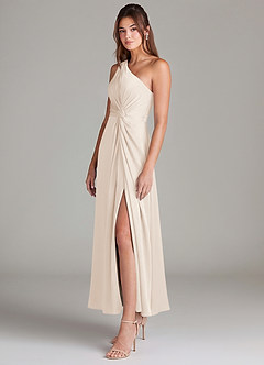 Azazie Brooke Suknie dla druhen Linia A Jedno ramię Satyna elastyczna Długość kostki Sukienka image5