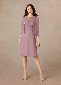 Azazie Klaus Kleider für die Brautmutter A-Linie Pailletten Schaufel Chiffon Kleider Altrosa image1