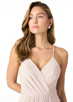 Azazie Luxy Bridesmaid Dresses A-Line Pleated Mesh Floor-Length Dress image3