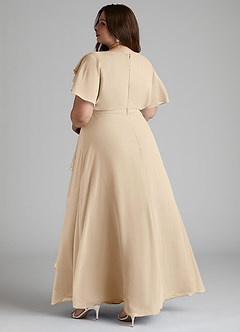 Azazie Aaliyah Modest Bridesmaid Dresses A-Line Scoop Pleated Chiffon Floor-Length Dress image9