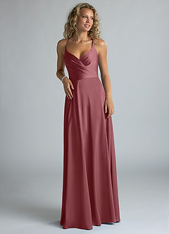 Azazie Davis Bridesmaid Dresses Desert Rose A-Line Pleated Stretch Satin Dress image4