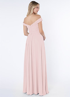 Azazie Audrianna Bridesmaid Dresses Blushing Pink A-Line Off-The-Shoulder Gathered Chiffon Convertible Dress image4