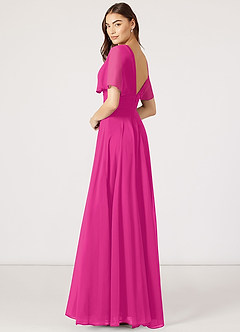 Azazie Pamela Bridesmaid Dresses A-Line V-Neck Pleated Chiffon Floor-Length Dress image3
