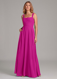 Azazie Shaude Bridesmaid Dresses Fuchsia A-Line Pleated Chiffon Dress image3