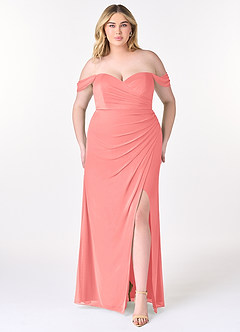 Azazie Tessa Bridesmaid Dresses Coral Sheath Sweetheart Off-The-Shoulder Mesh Convertible Dress image8