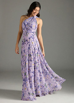 Azazie Charlize Bridesmaid Dresses Lilac Bloom A-Line One Shoulder Chiffon Dress image1