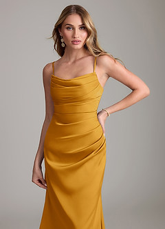 Azazie Lucille Vestidos de damas de honor Vestido de Caramelo de Satén Elástico de Corte Sirena Convertible con Sin tirantes image5